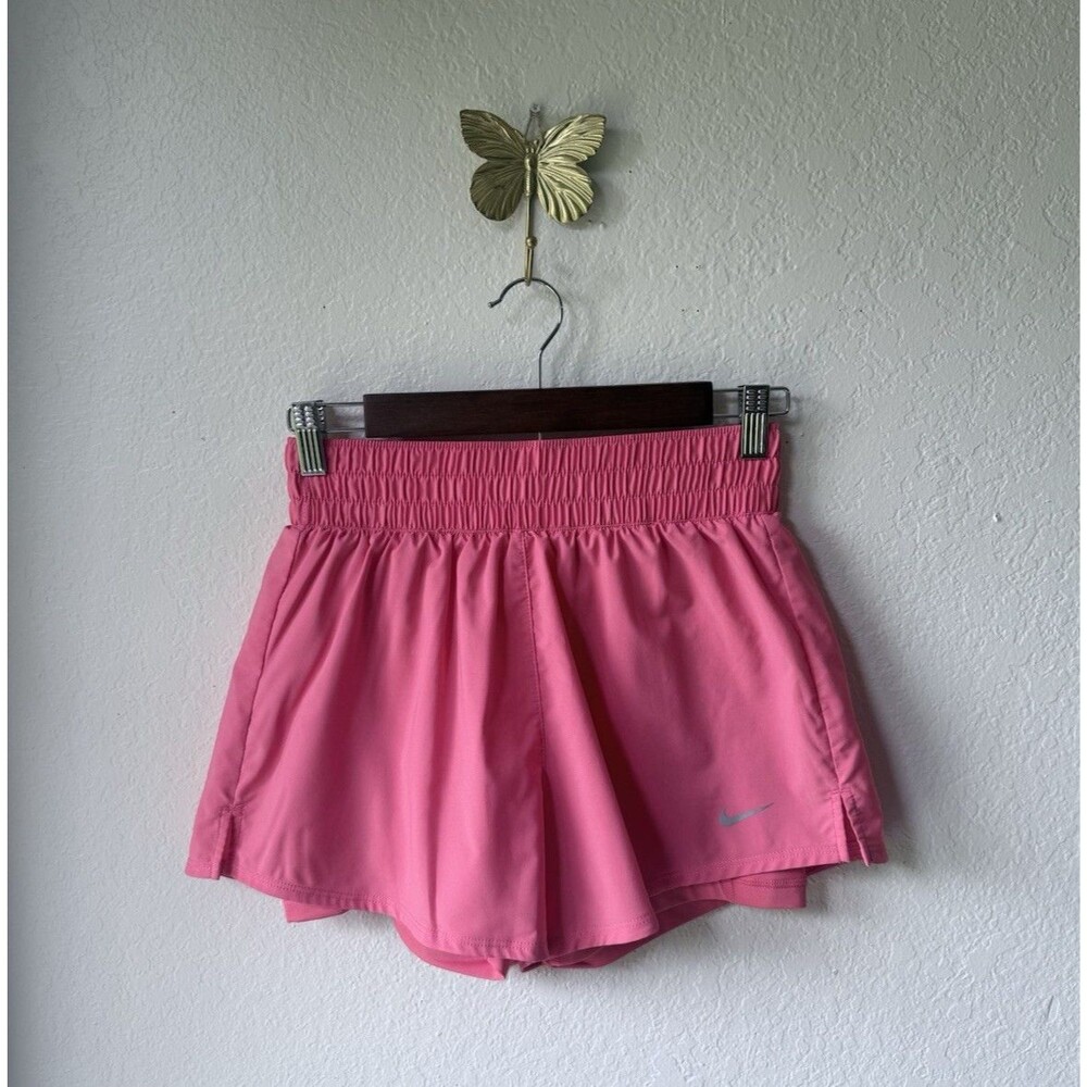 Nike Dri-FIT Womens Pink athletic / running shorts drawstring pockets size S